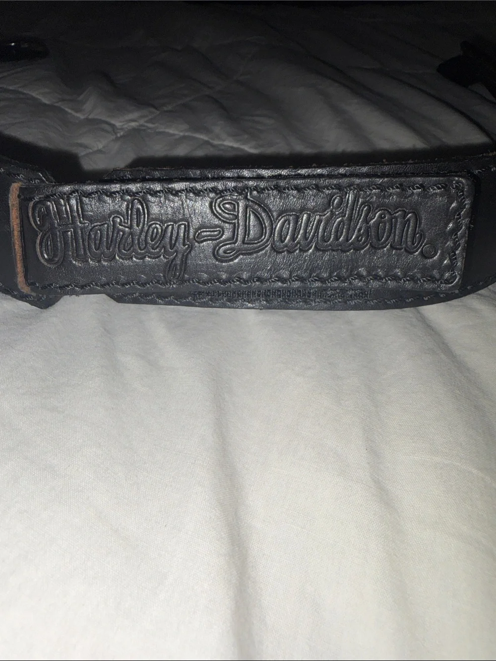 Harley Davidson Vintage 2000 Genuine Leather Logo Embroidered Contour Belt